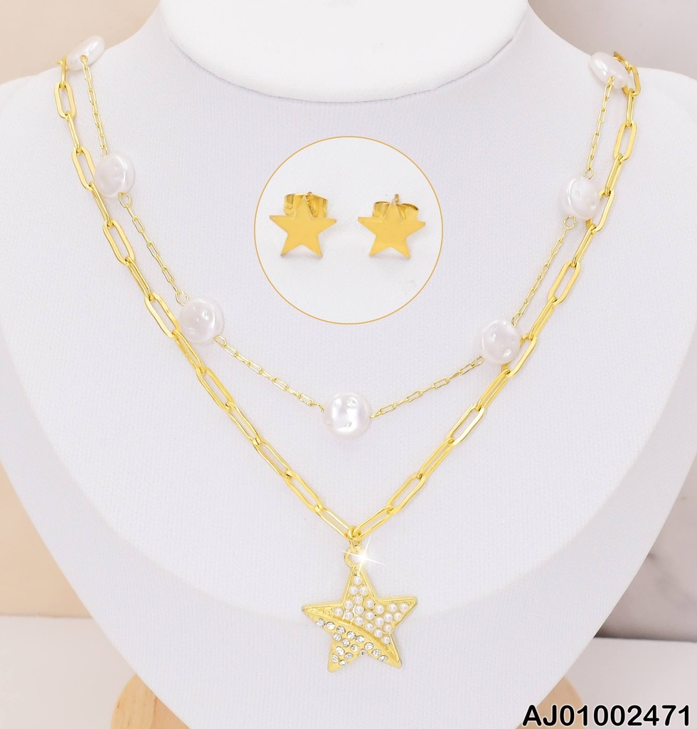 JUEGO DETALLES ESTRELLAS DOBLE CADENA RUEDAS BLANCAS/CADENA