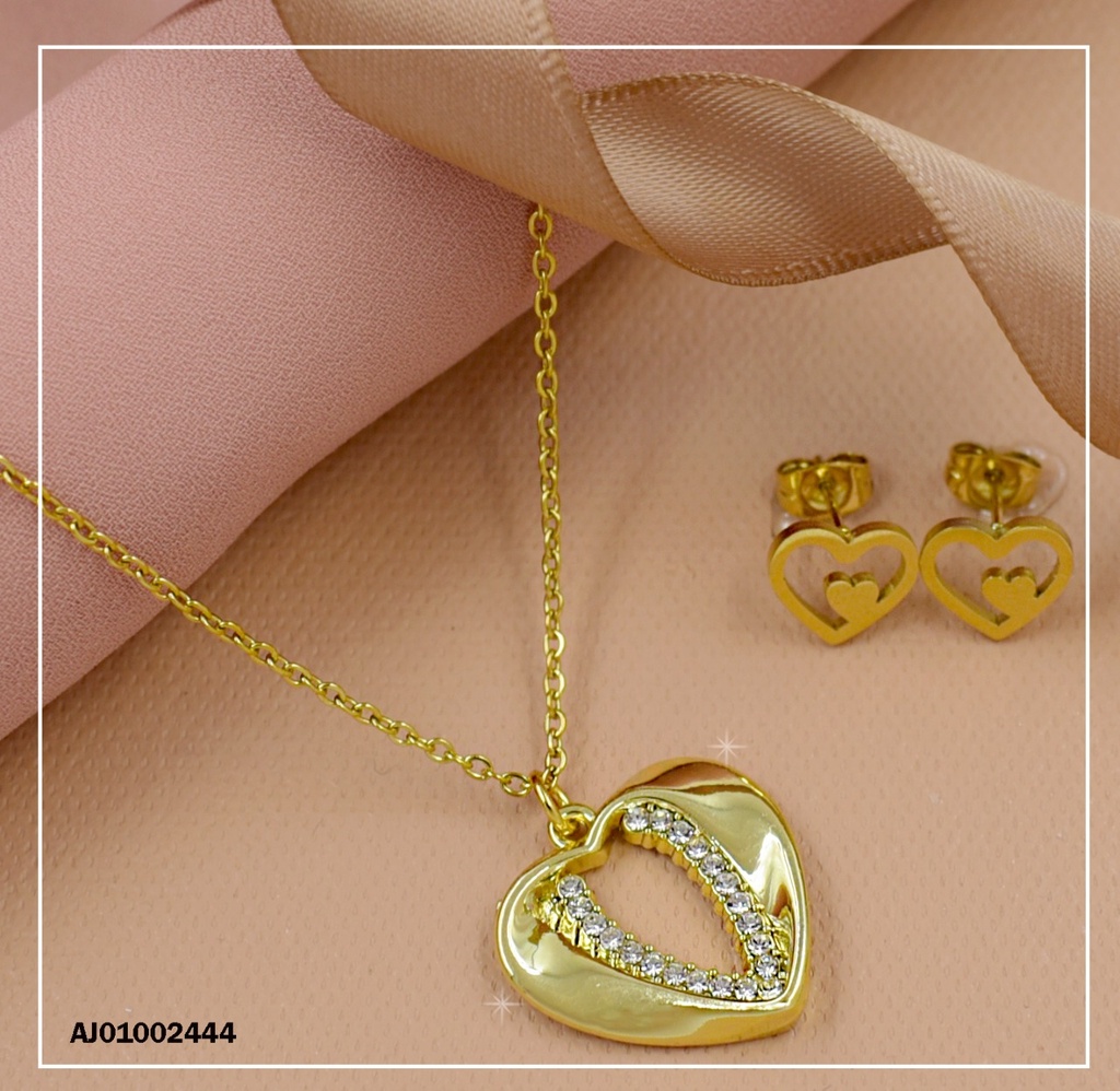 JUEGO DETALLES MINI CORAZONES DIJE CORAZÓN ABERTURA ZIRC.
