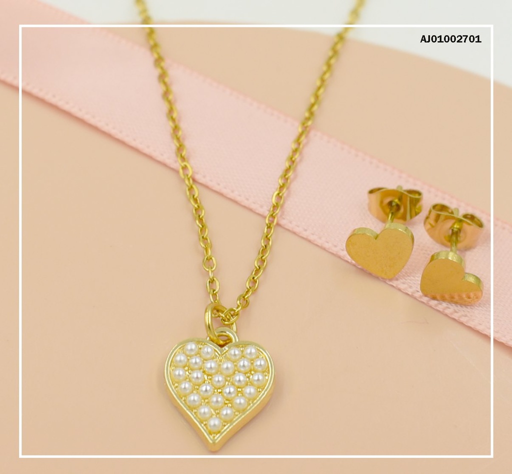 JUEGO DETALLES MINI CORAZONES DIJE ♥ C/PERLITAS