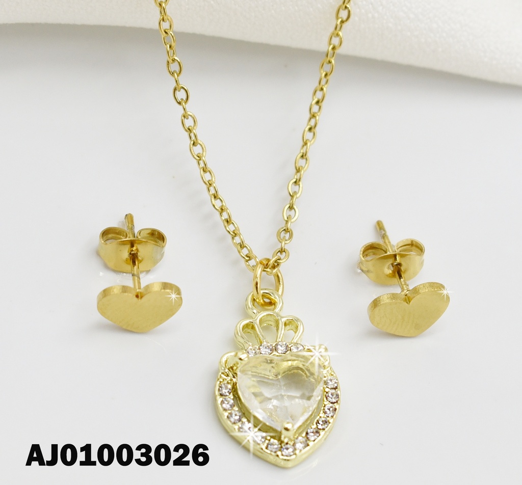 JUEGO DETALLES MINI CORAZONES DIJE:CROQUI ZIRC/CORAZÓN CRISTAL
