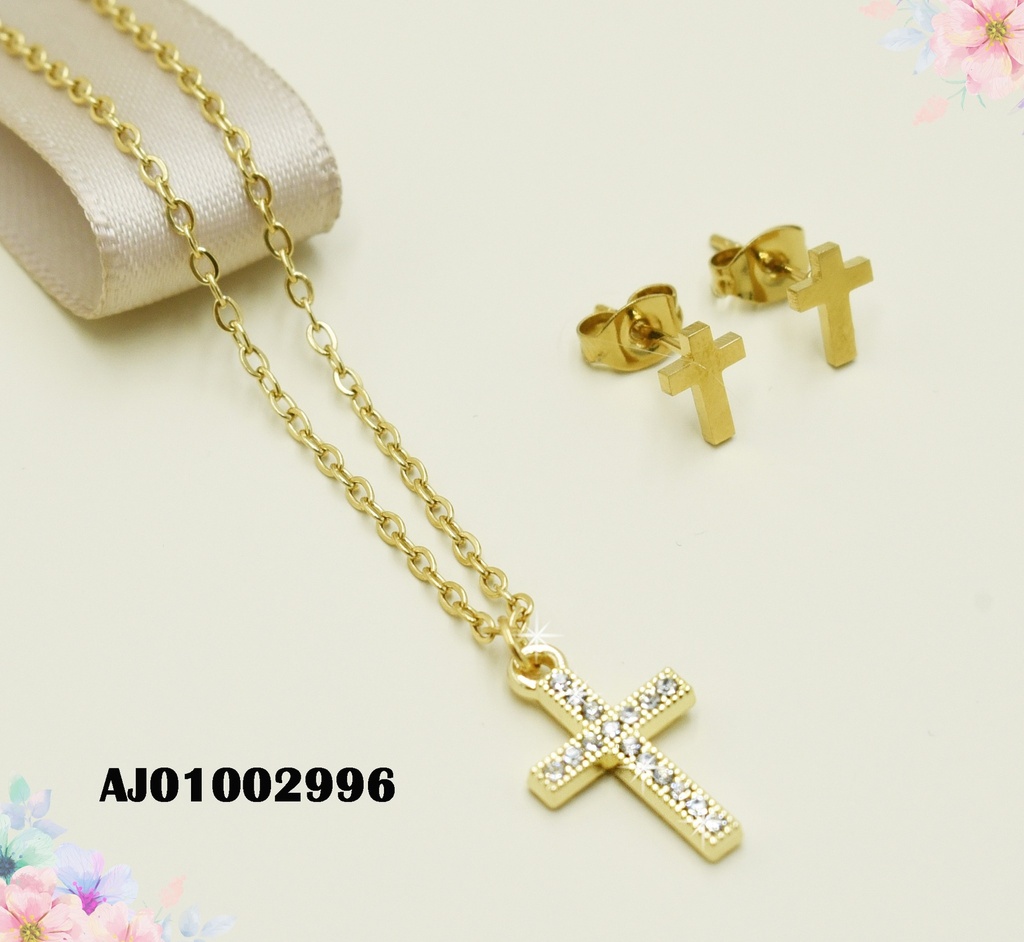 JUEGO DETALLES MINI CRUCES DIJE C/ FILA ZIRCONIAS