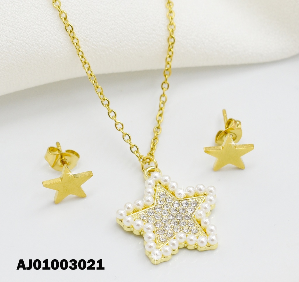 JUEGO DETALLES MINI ESTRELLAS DIJE PERLAS C/ZIRCONIAS