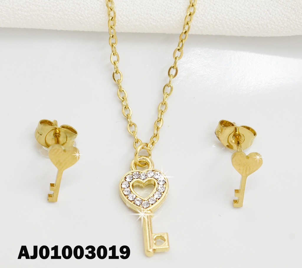 JUEGO DETALLES MINI LLAVES DIJE CORAZÓN C/ZIRCONIA