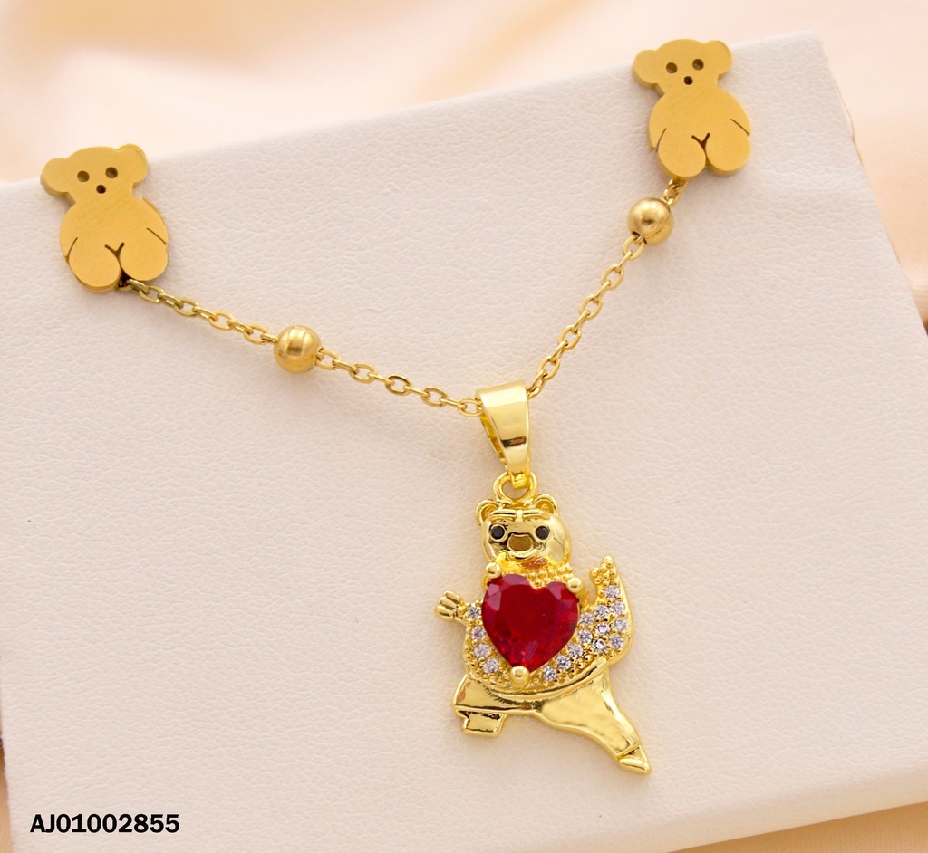 JUEGO DETALLES MINI OSITOS TOUCH DIJE C/♥ZIRC.ROJA