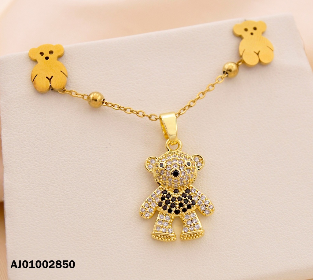 JUEGO DETALLES MINI OSITOS TOUCH DIJE CHALECO ZIRC.NEGRAS