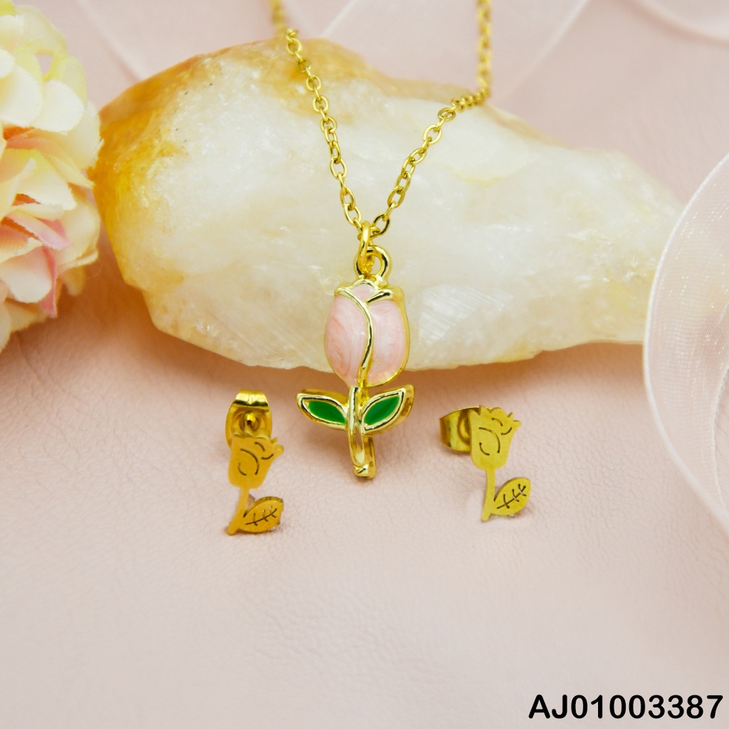 JUEGO DETALLES MINI ROSAS,DIJE ROSA ROSADA