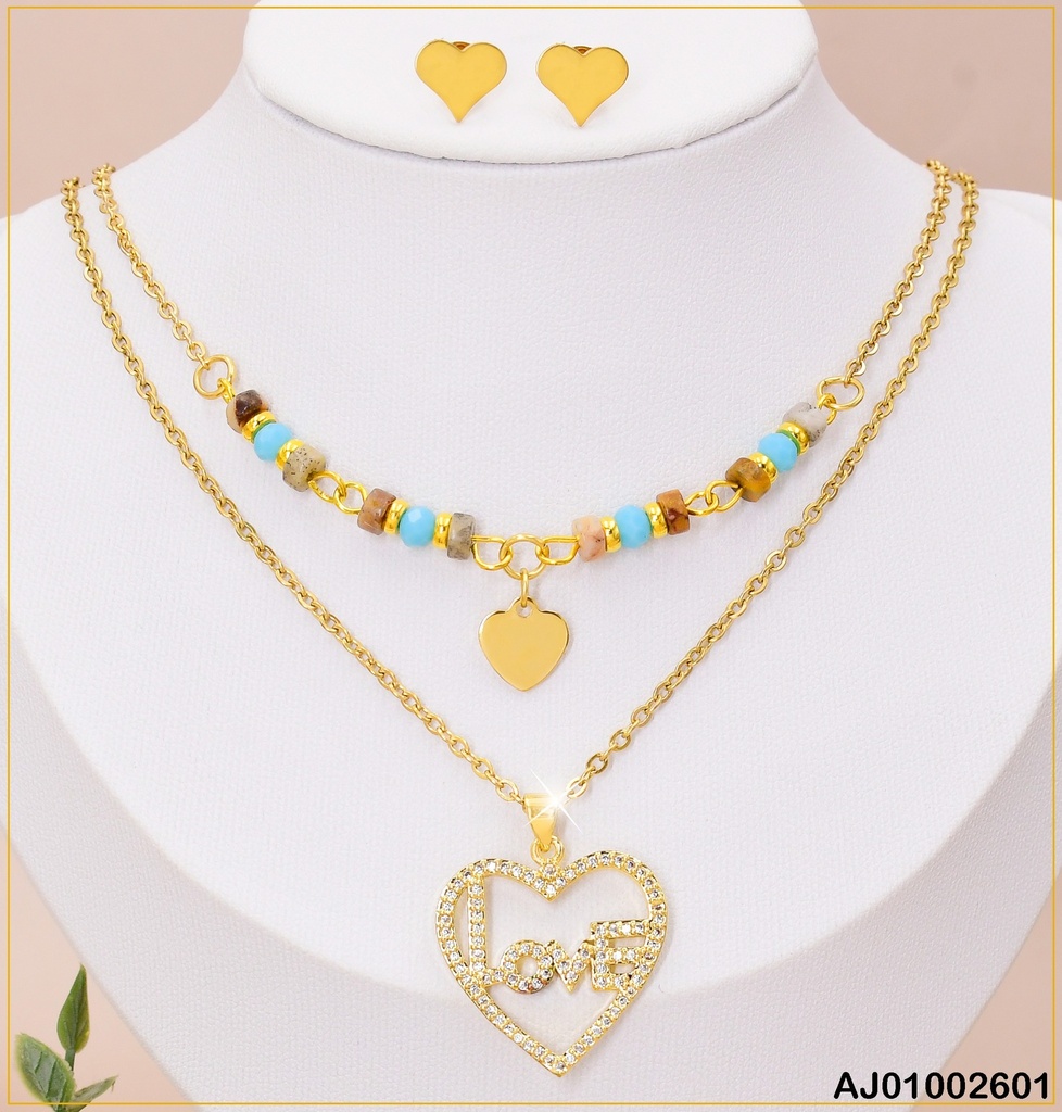 JUEGO DETALLES ♥ DOBLE CAD.COL/TRADICIONAL DIJES PLACA/CROQUI ♥ "LOVE"