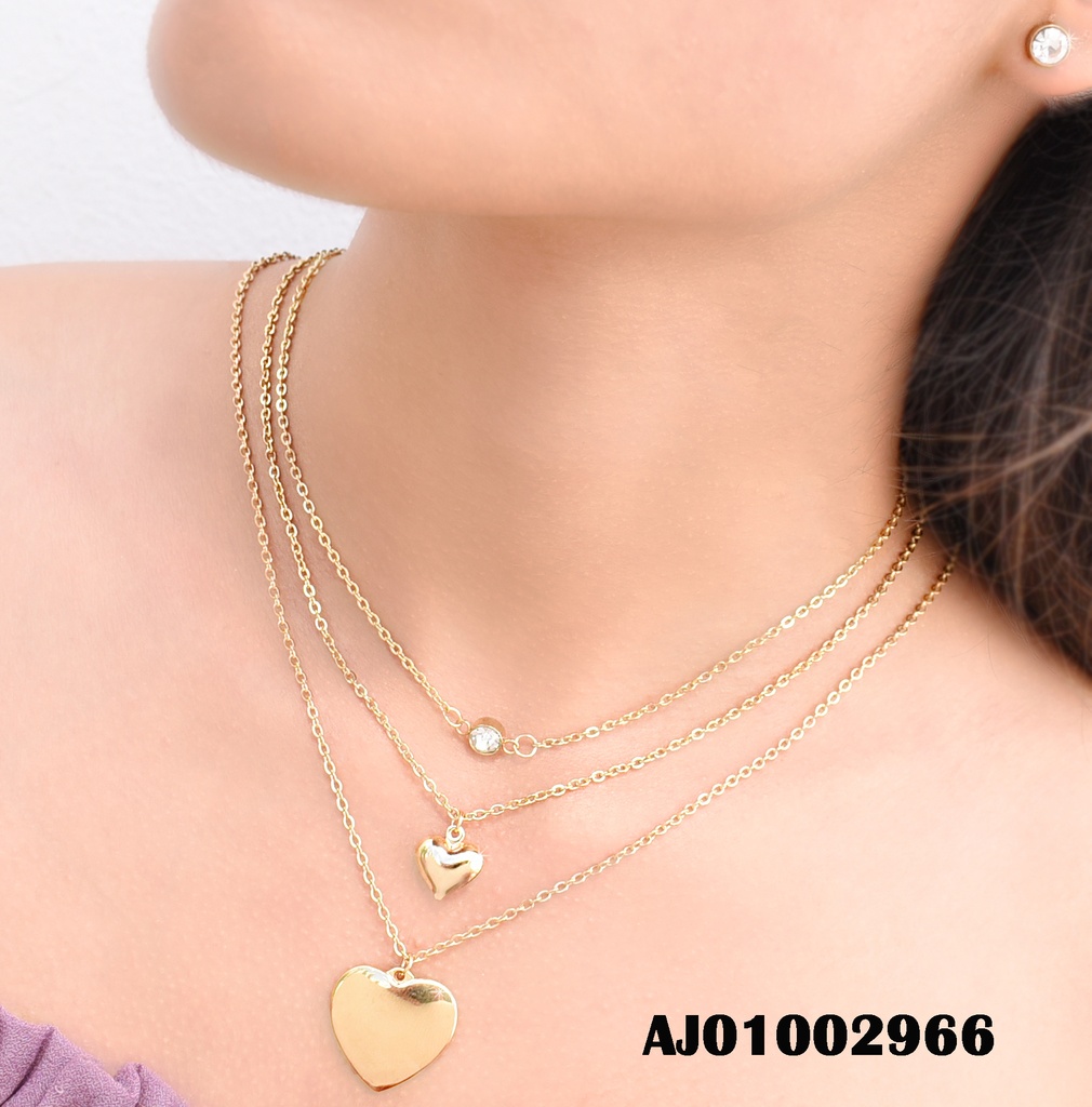 JUEGO DOBLE CAD.ARETES ZIRC DIJES:PLACACORAZÓN /INFLADO