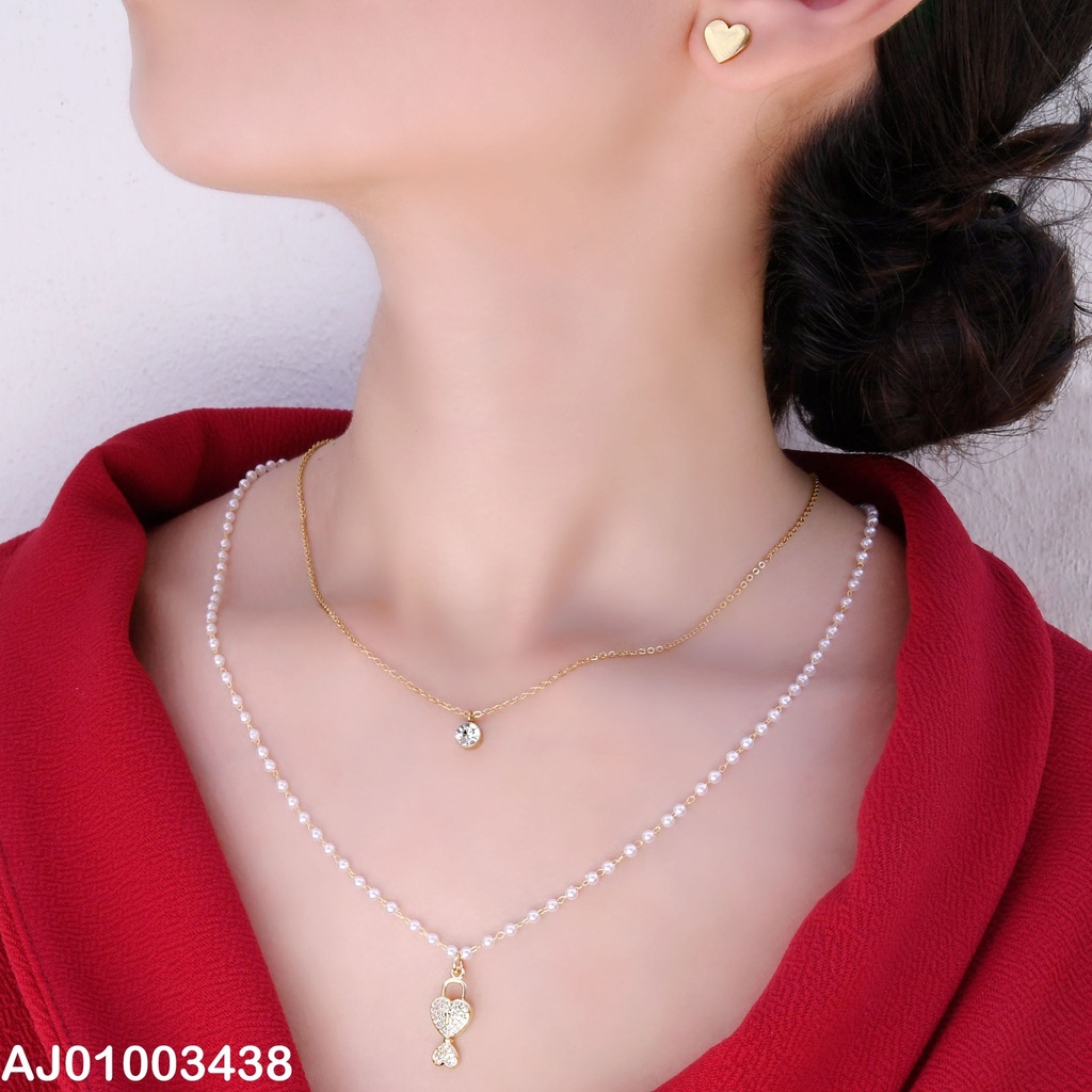 JUEGO DOBLE CAD.TRAD-ZIRC/PERLITA CORAZONES LISOS-ZIRC