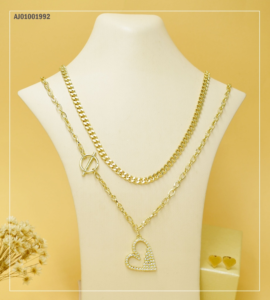 JUEGO DOBLEA CADENA DIJE ♥ MITAD ZIRCONIAS