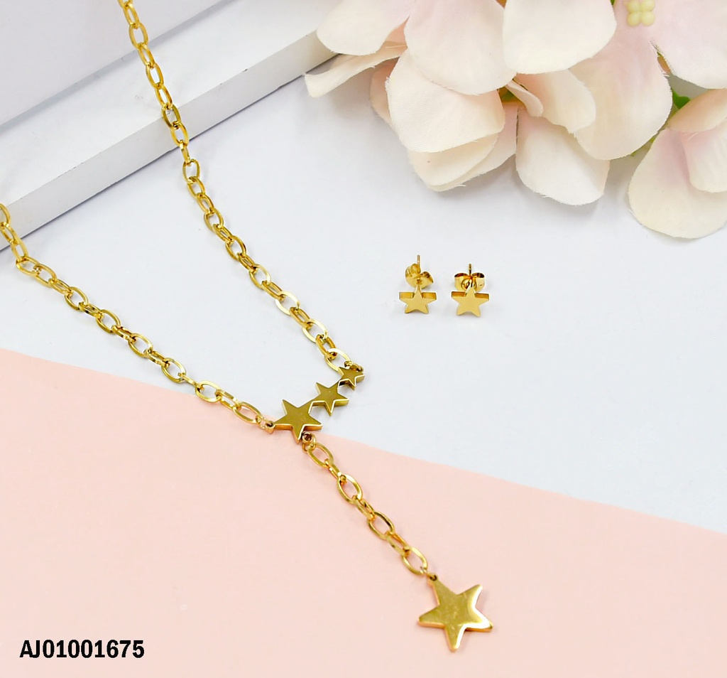 JUEGO DORADO CADENA GRUESA ESTRELLAS S9690