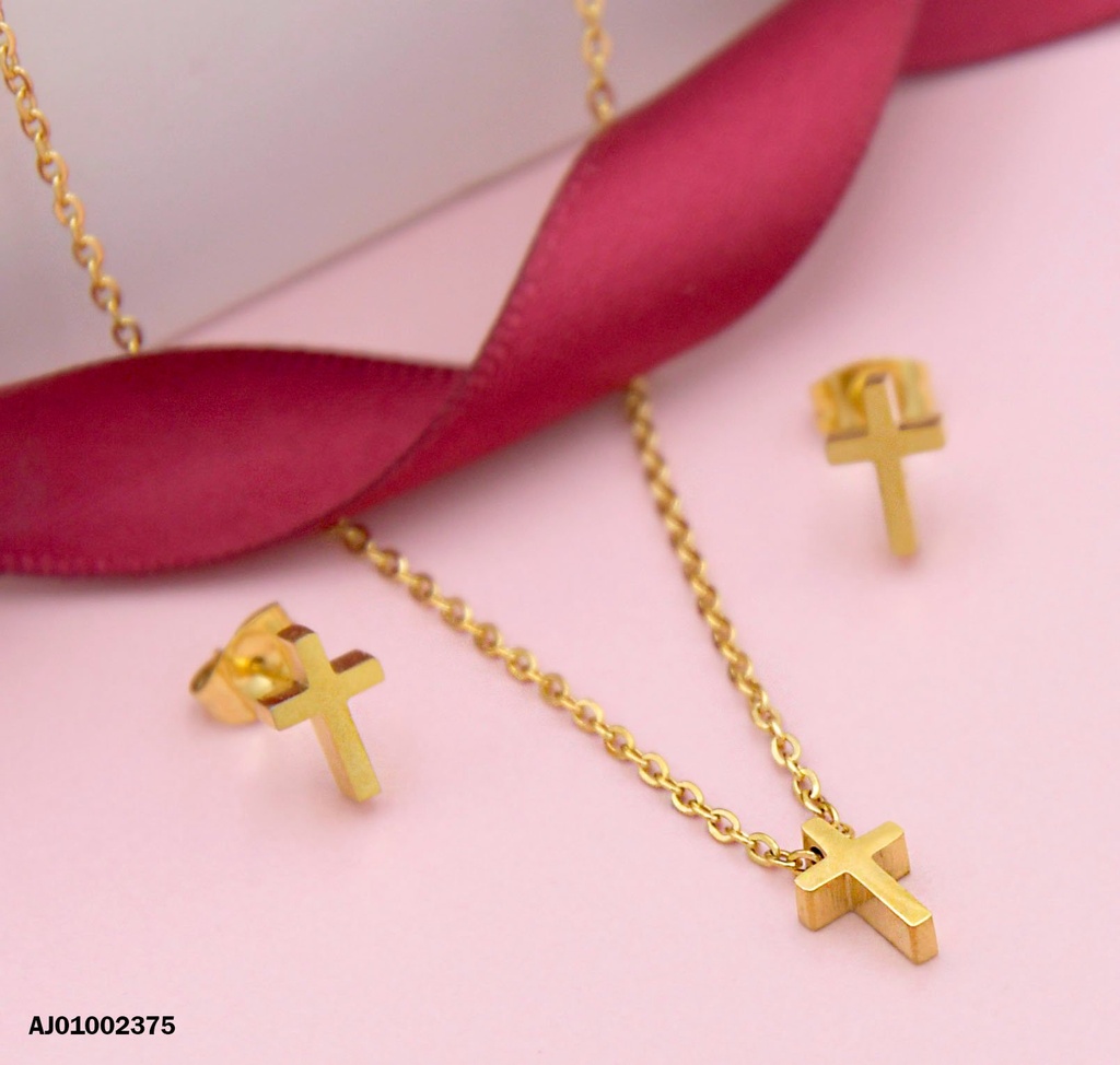 JUEGO DORADO DE CRUCES LISAS PEQUEÑAS