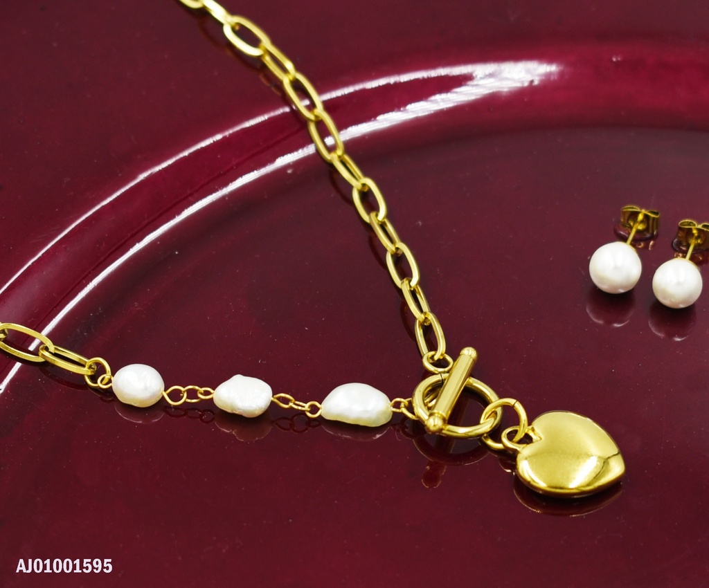 JUEGO ESTILO TIFFANY PERLAS.C/3 PERLAS LAT.DIJE:💛