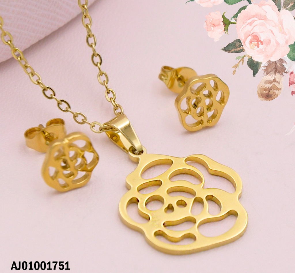 JUEGO DORADO ROSA CALADA