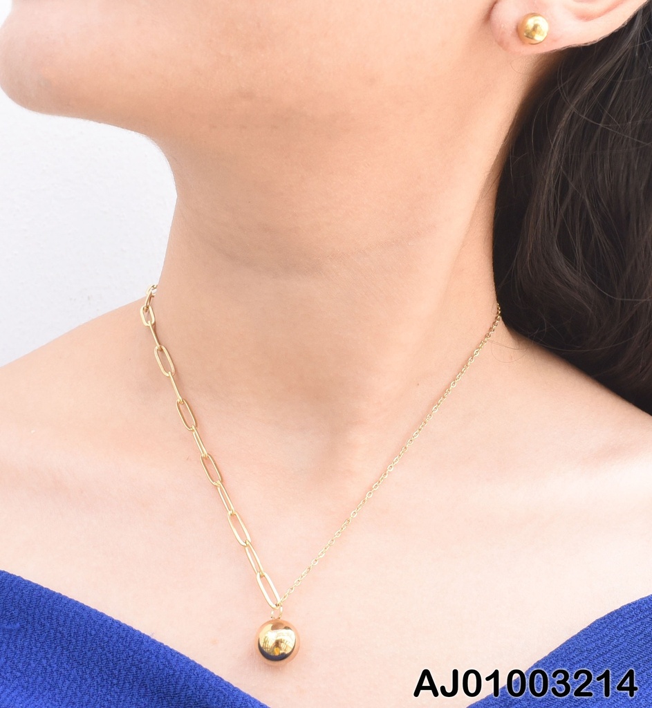 JUEGO ESFERA DORADA ARETES/DIJE. CADENA 2 ESTILOS