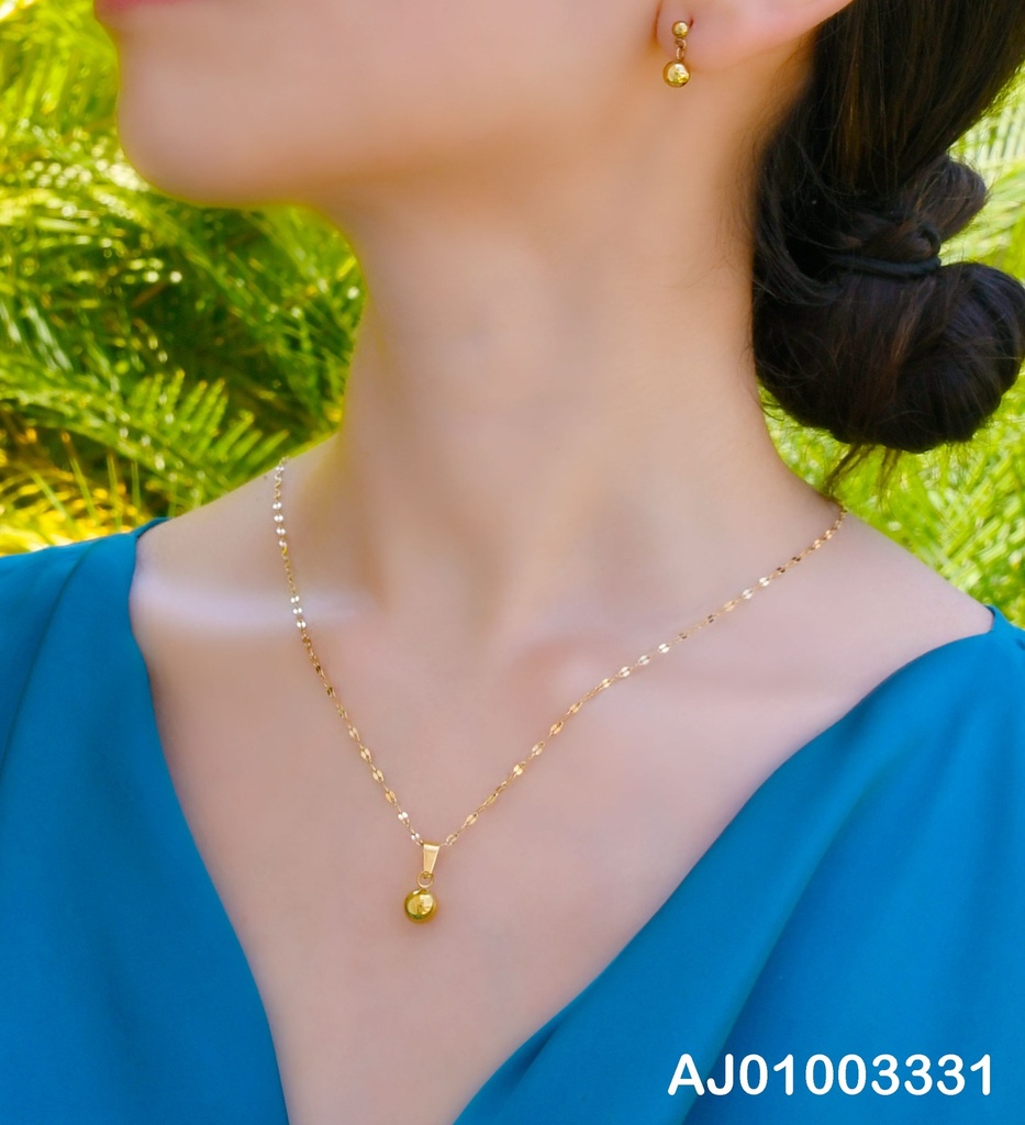 JUEGO ESFERAS DORADAS ARETES DOBLE EN VERTICAL
