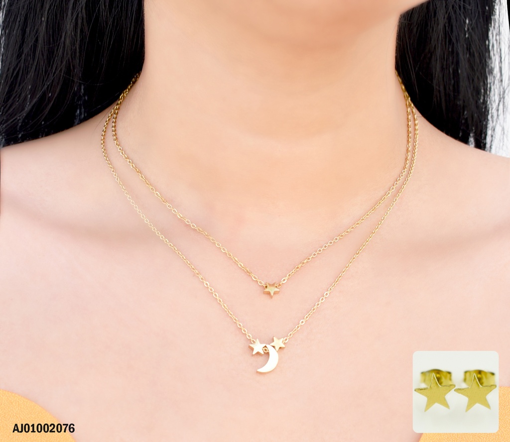 JUEGO ESTRELLA DOBLE CADENA DIJES ⭐🌙⭐