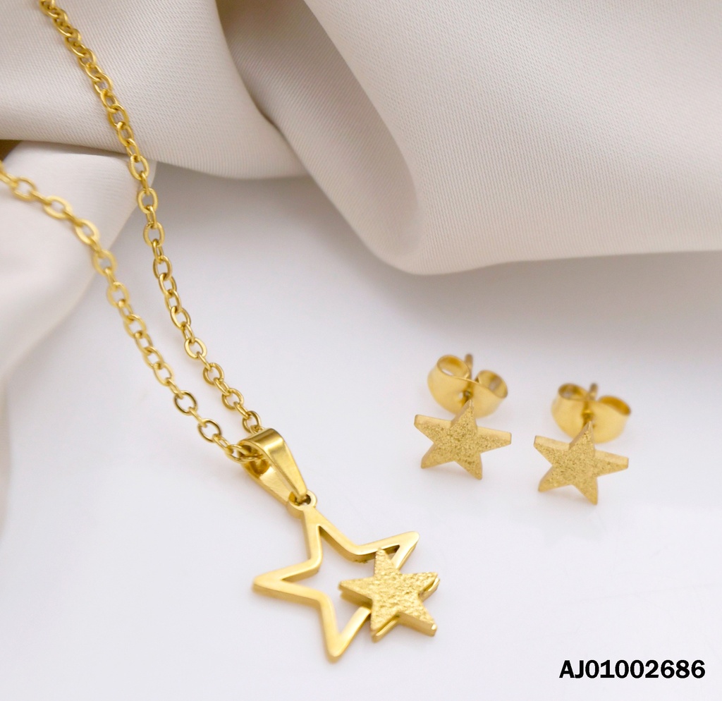 JUEGO ESTRELLAS ESCARCHADAS, DIJE CROQUI C/ESTRELLITA PEQUEÑA