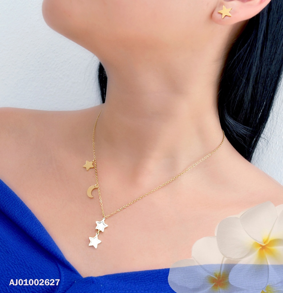 JUEGO ESTRELLAS, DIJES ⭐🌙 Y 2 ESTRELLAS BLANCAS VERTICALES