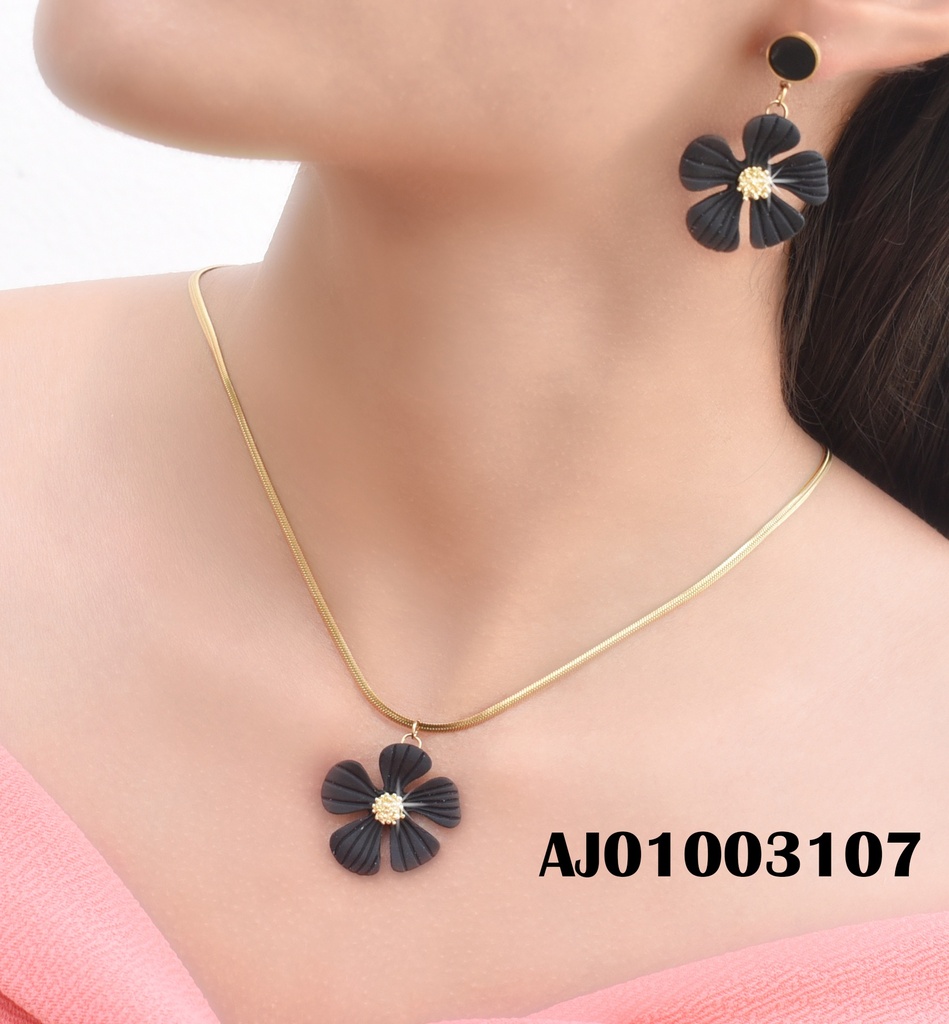JUEGO FLOR NEGRA, ARETES DE COLGAR