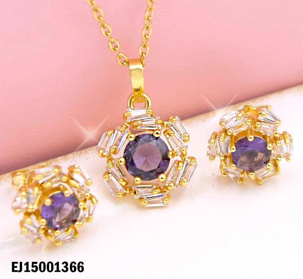 JUEGO FLOR ZIRCONIAS CENTRO ZIRC RD MORADA