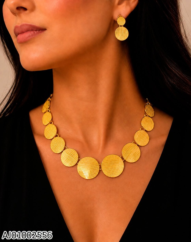 JUEGO ARETES-CADENA CIRCULOS OVAL. LISO WH260526-054