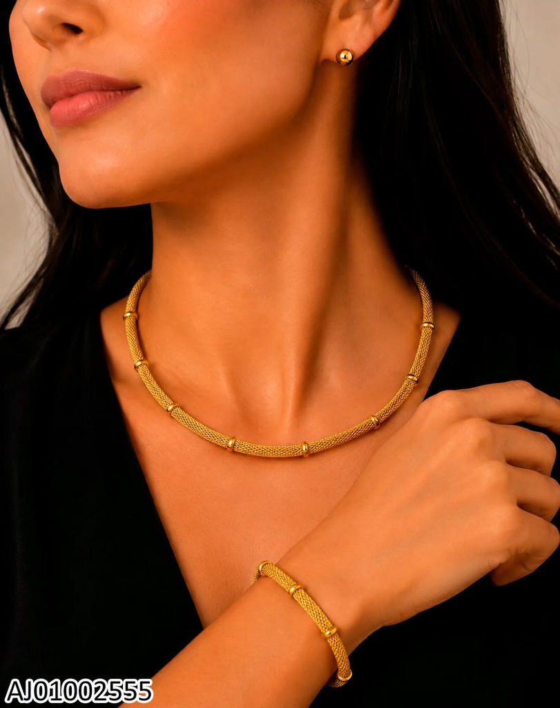 SET CADENA-ARETE-PULSERA MALLA WH260521-054