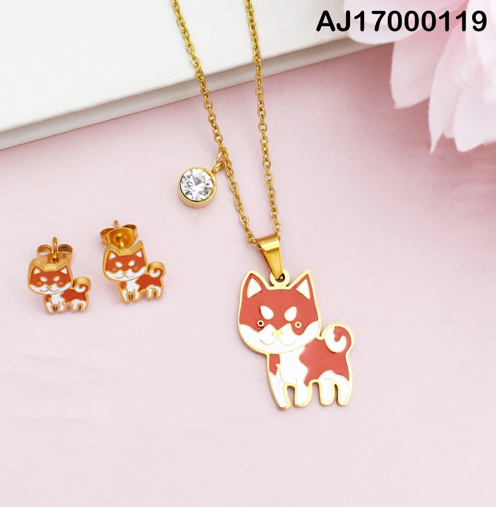 JUEGO GATITOS NARANJA C/BLANCO. ZIRCONIA RD