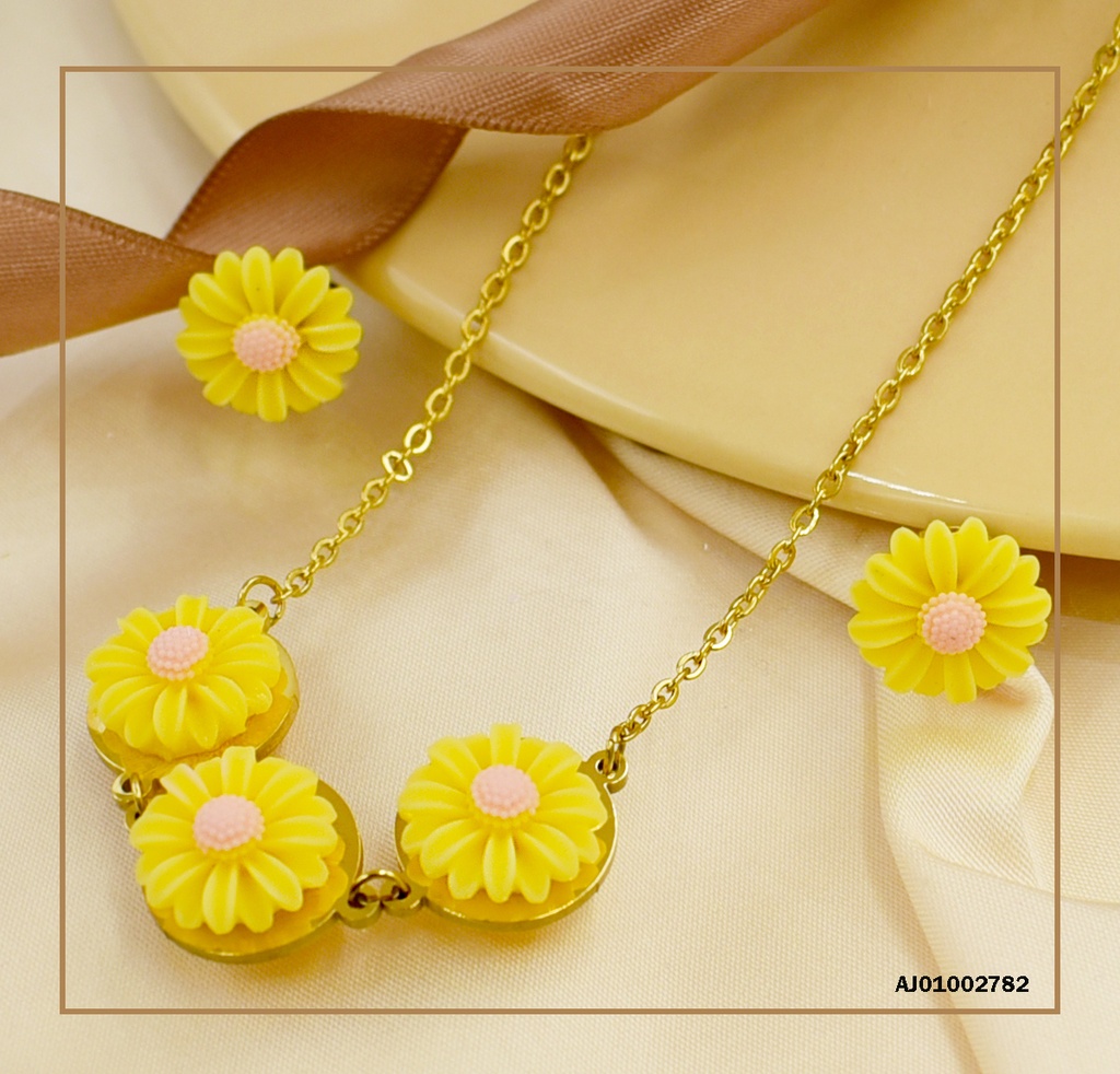 JUEGO GIRASOLES AMARILLOS CENTRO ROSA DIJE 🌻🌻🌻