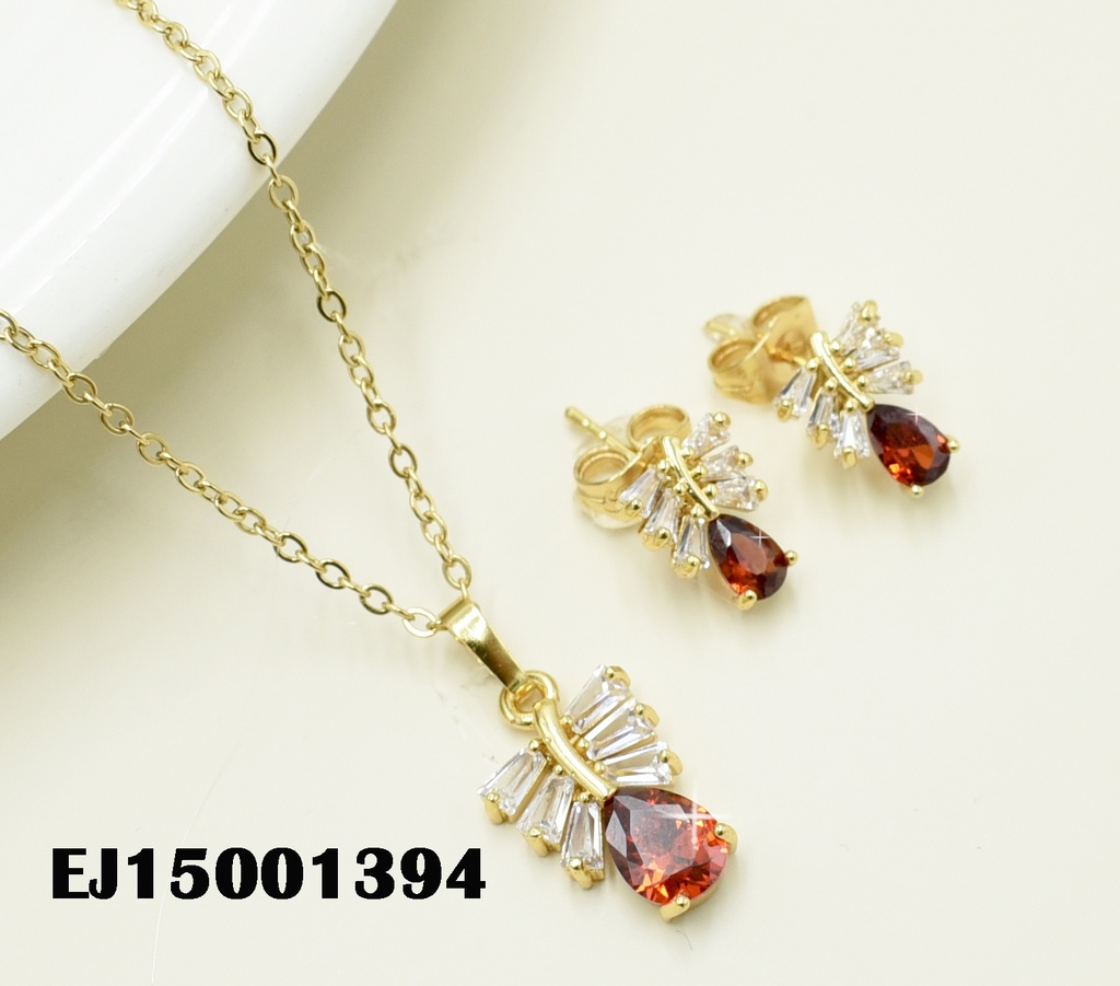 JUEGO GOTA ZIRC.ROJA OJITAS ZIRC RECTANGULARES