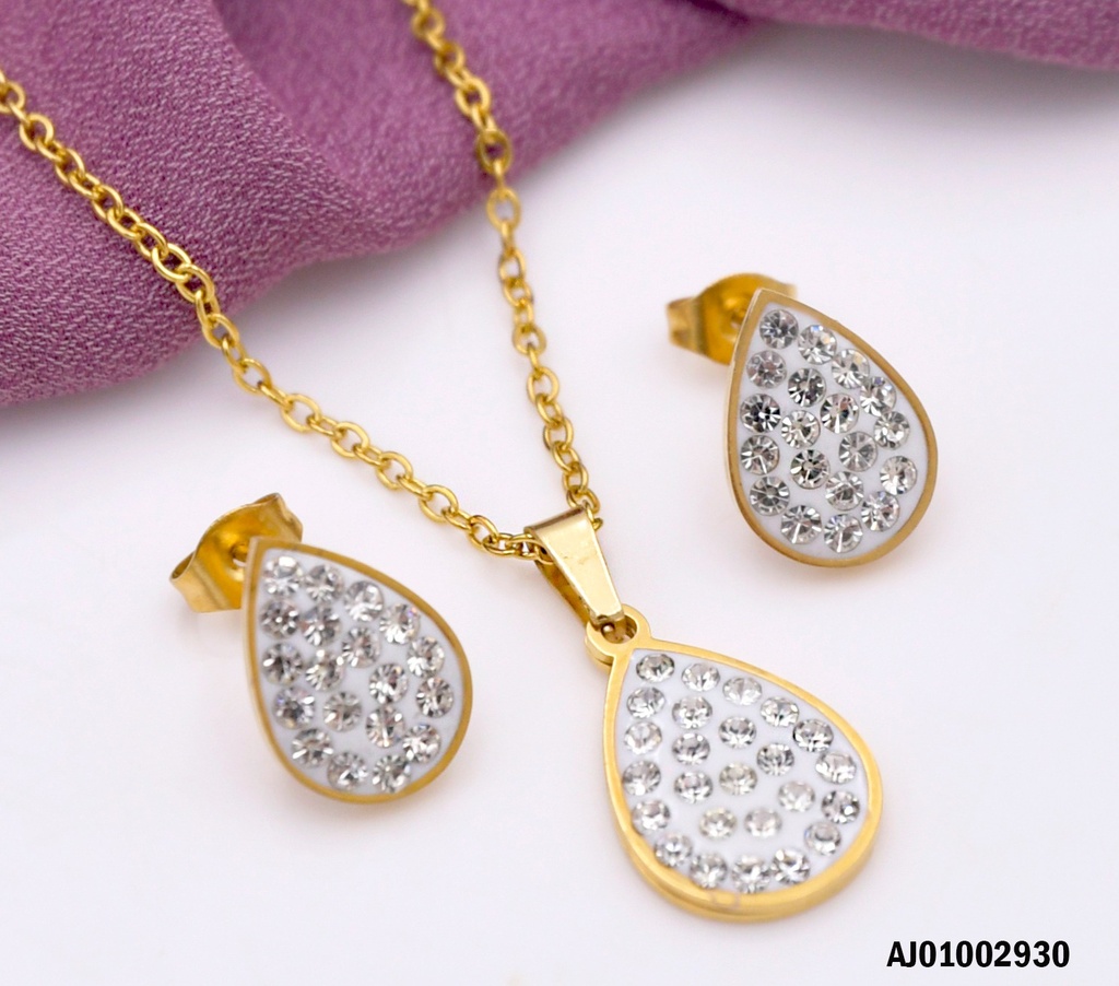 JUEGO GOTAS BLANCAS RELLENAS DE ZIRCONIAS