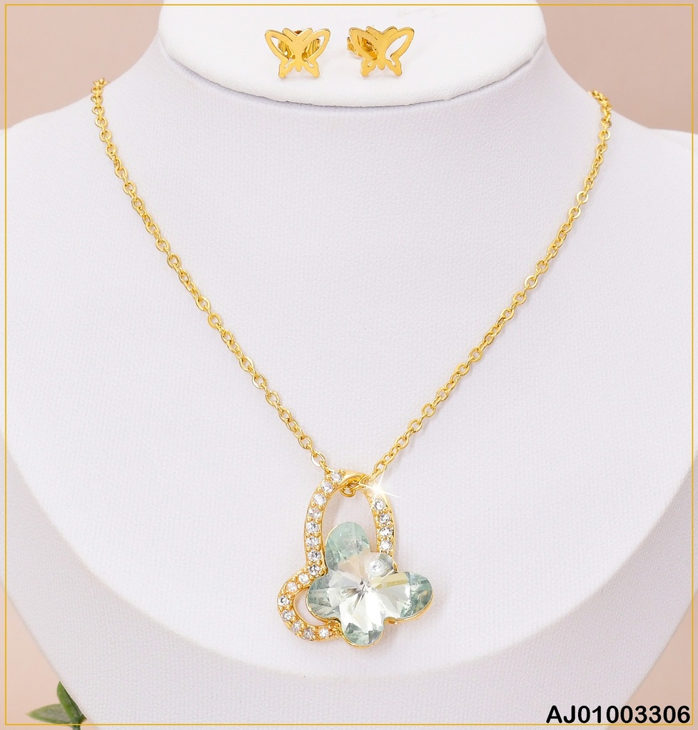 JUEGO MARIPOSAS ARETES CROQUI,DIJE:C/ZIRC.-CELESTE