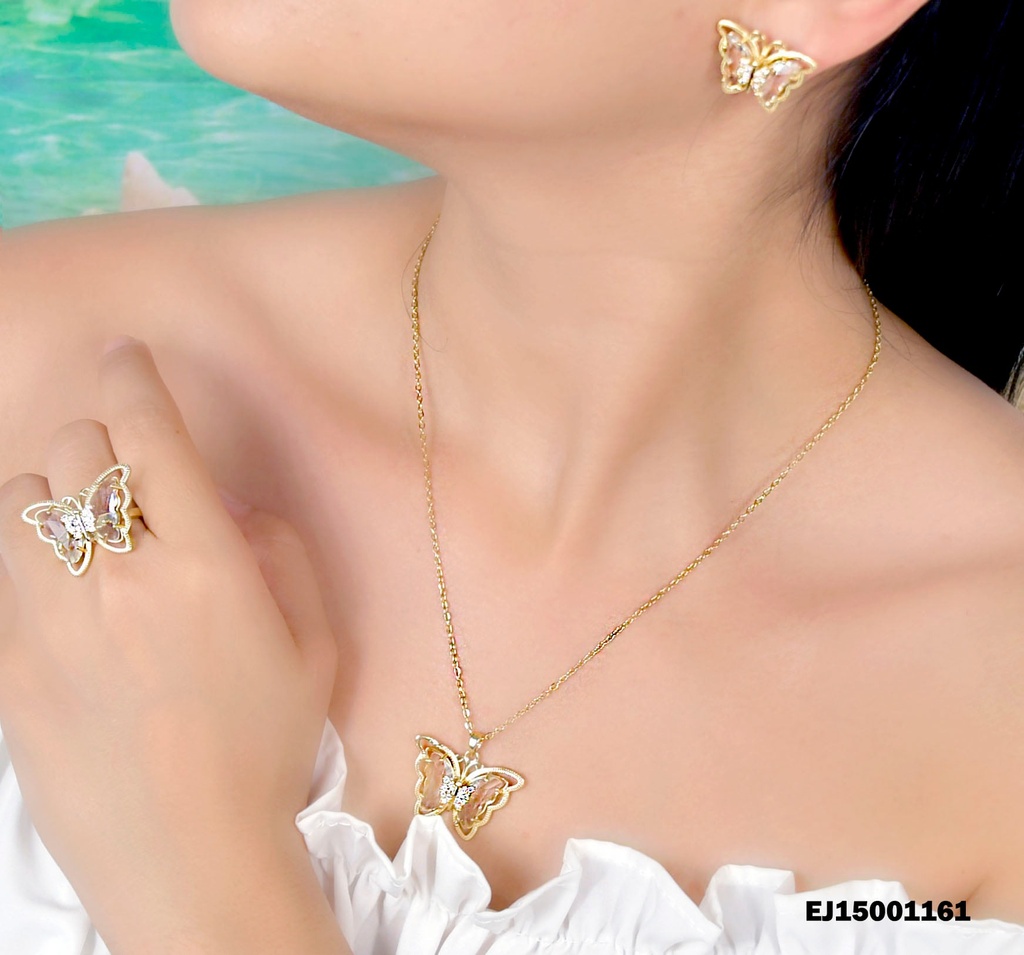JUEGO MARIPOSAS CRISTALES Y ZIRCONIAS C/ANILLO