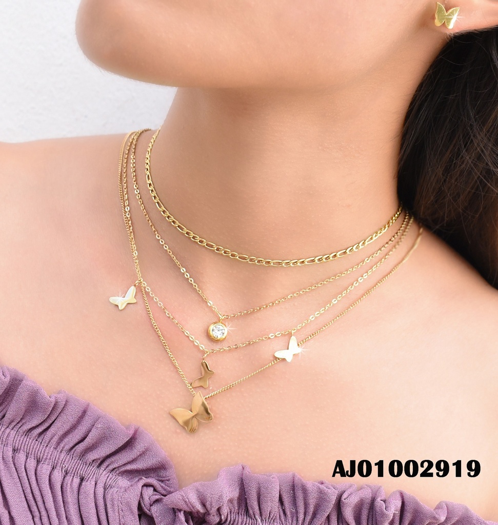 JUEGO MARIPOSAS CUATRO CAD. DIJES:ZIRC/🦋🦋🦋/🦋