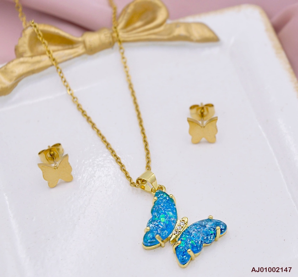 JUEGO MARIPOSAS DIJE MARIPOSA TORNASOL AZUL