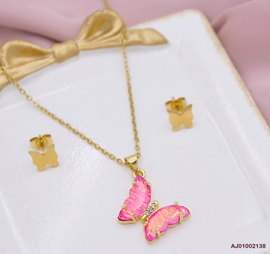 JUEGO MARIPOSAS DIJE MARIPOSA TORNASOL FUCSIA