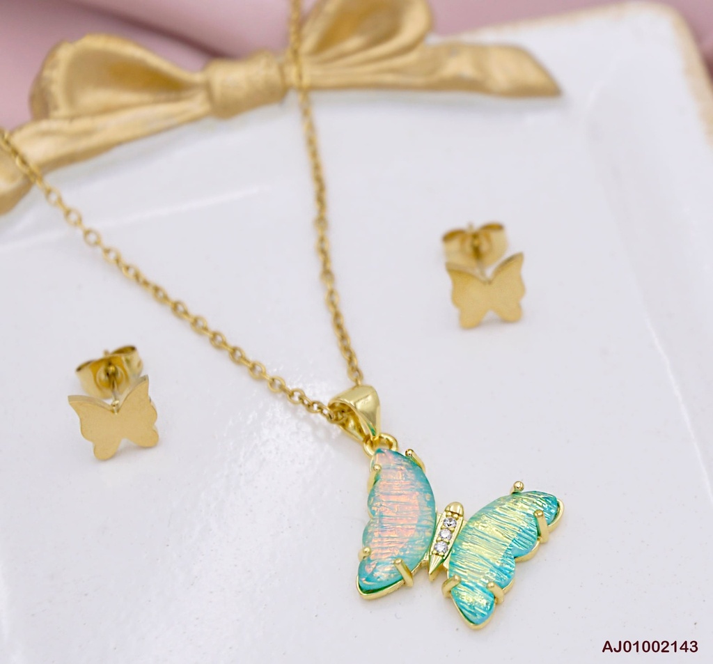 JUEGO MARIPOSAS DIJE MARIPOSA TORNASOL TURQUESA