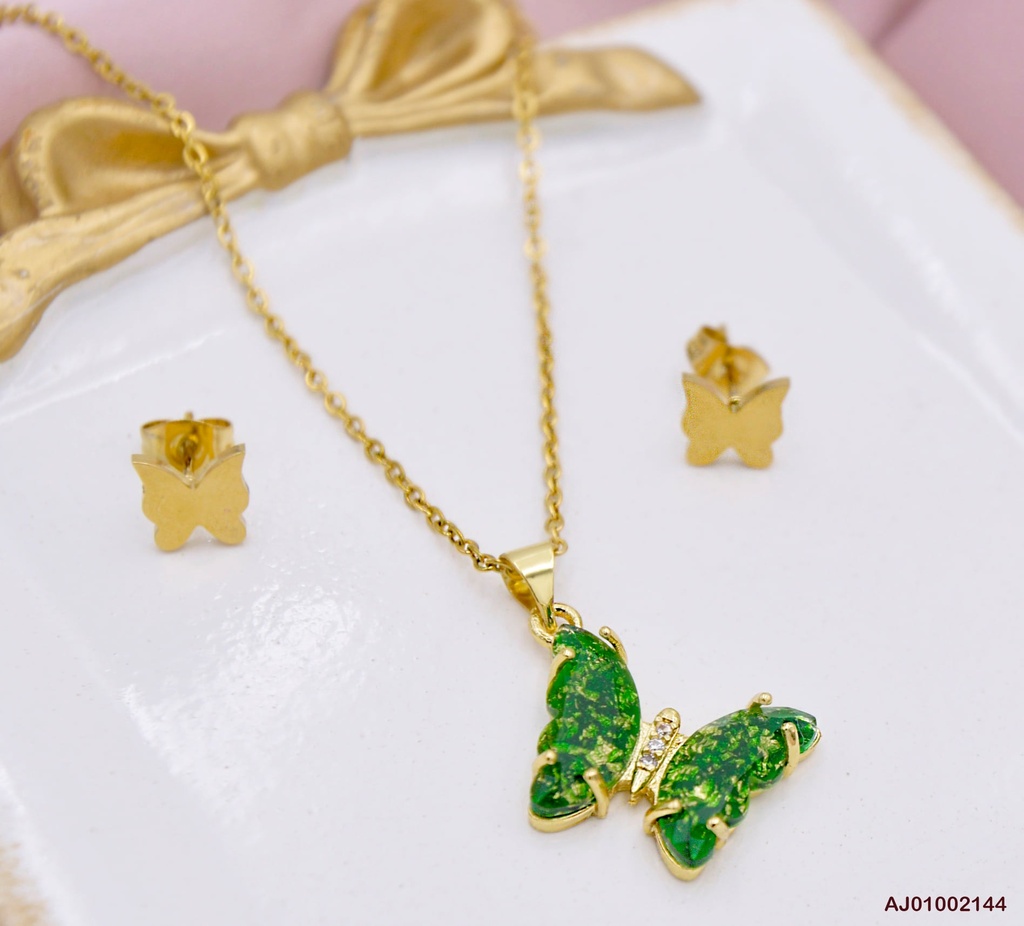 JUEGO MARIPOSAS DIJE MARIPOSA TORNASOL VERDE