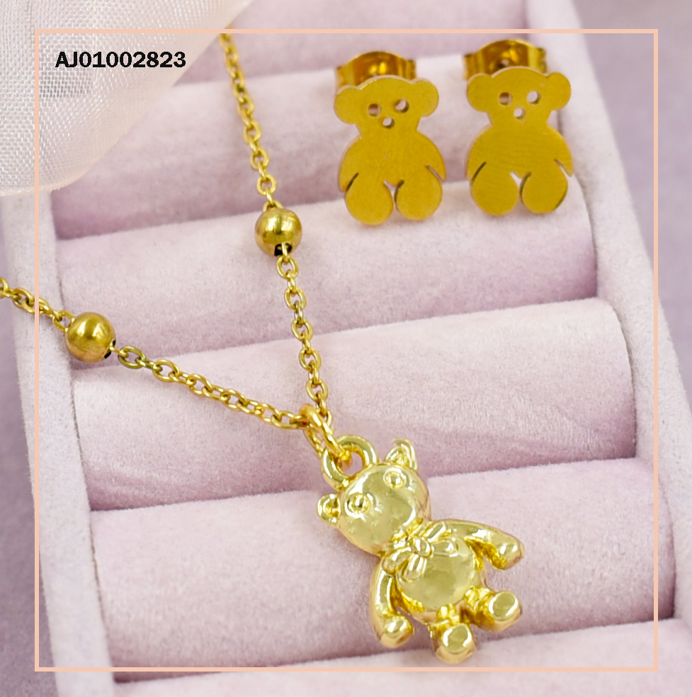 JUEGO OSOS DETALLES MINI DIJE DORADO C/MOÑO
