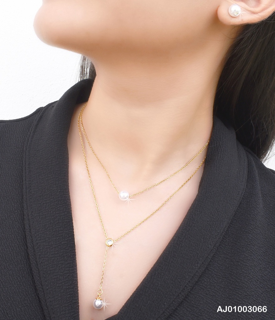 JUEGO PERLA DOBLE CAD.DIJES:ZIRCONIA RD/PERLA COLGANTE