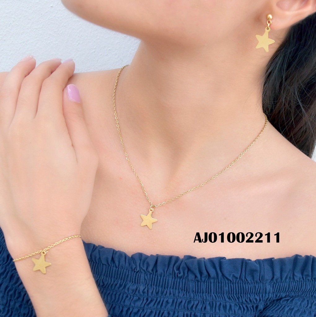 JUEGO PLACA ESTRELLAS ARETES COLGAR C/PULSERA