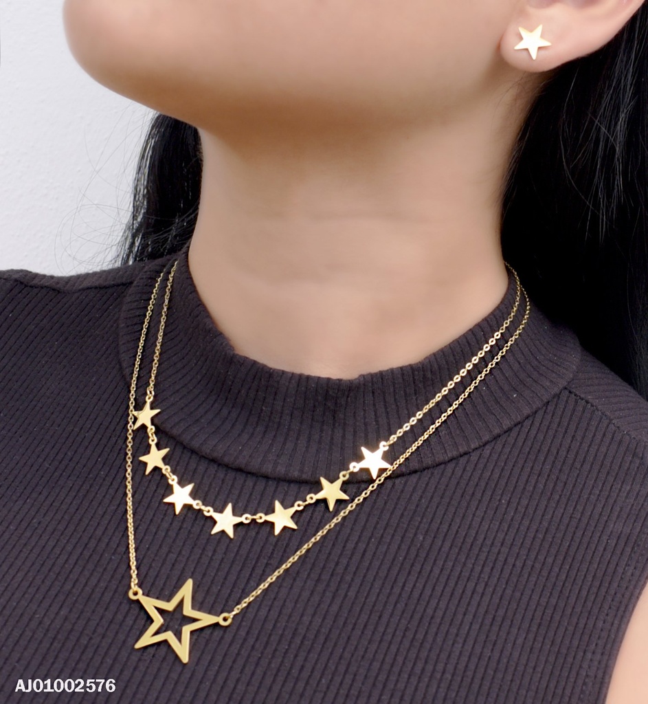 JUEGO PLACA ESTRELLAS DOBLE CADENA ⭐⭐⭐/TRADICIONAL