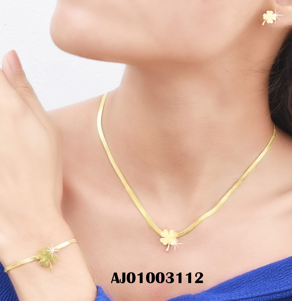 JUEGO PLACA TRÉBOL COLA DE RATÓN PLANA C/PULSERA