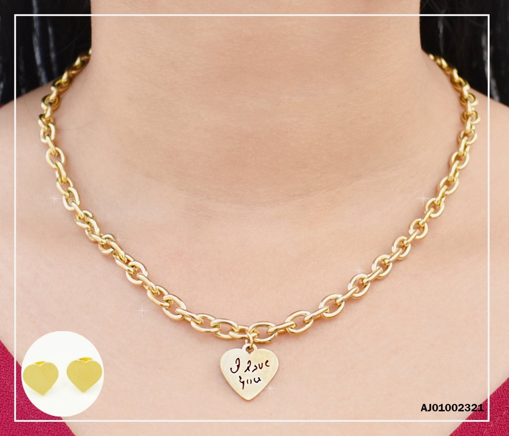 JUEGO PLACAS CORAZÓN DIJE "I LOVE YOU"