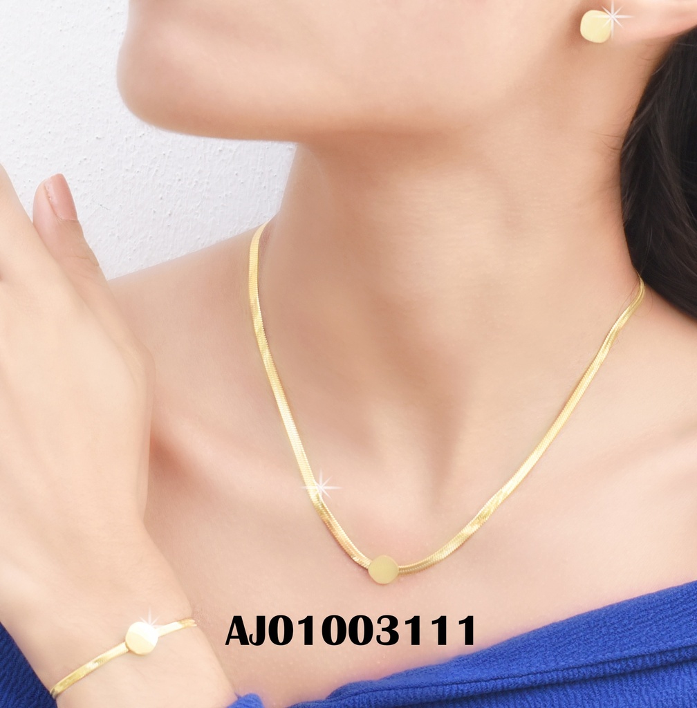 JUEGO RD DORADO LISO COLA DE RATÓN PLANA C/PULSERA