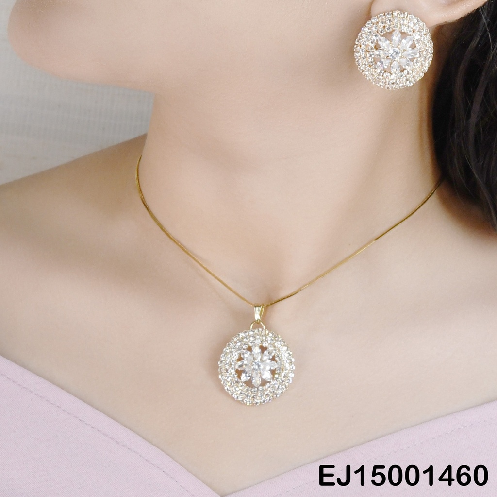 JUEGO RD ZIRCONIAS FLOR CRISTAL CENTRO