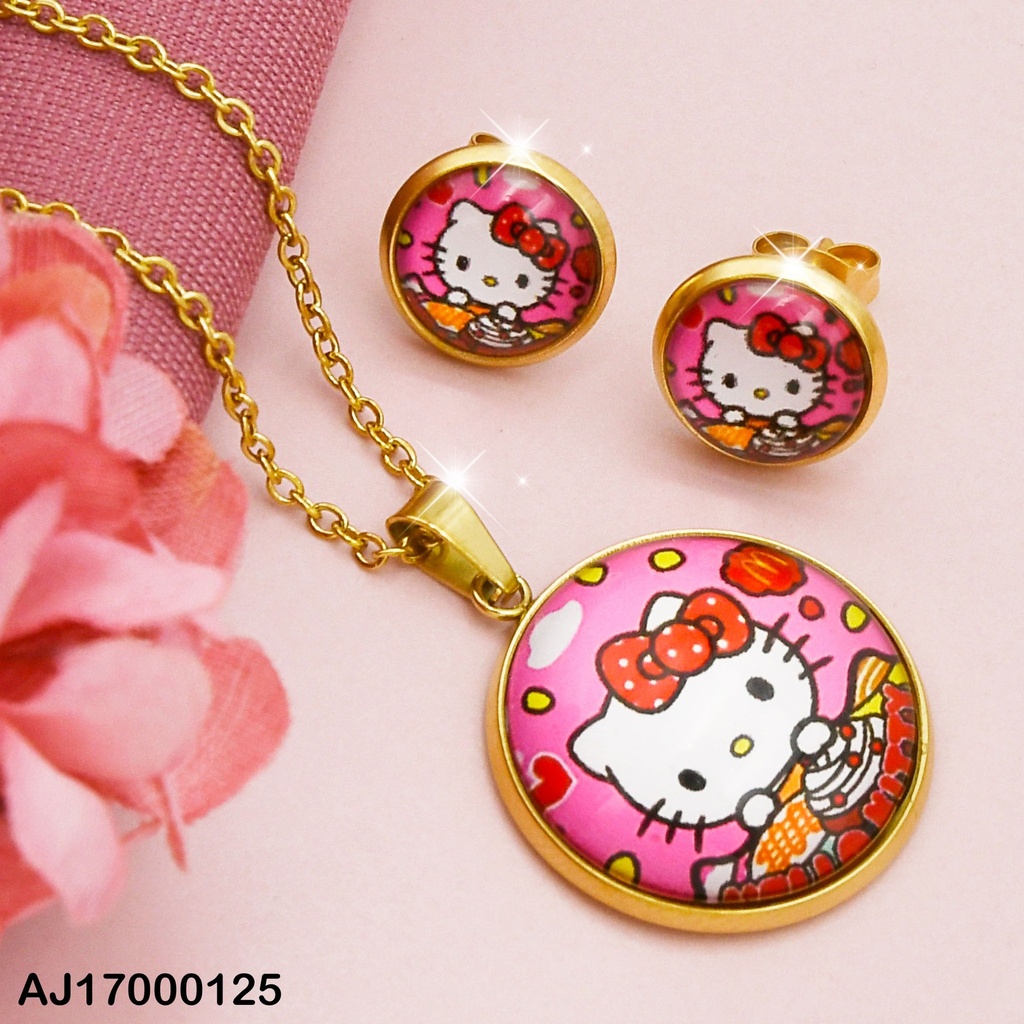 JUEGO REDONDO HELLO KITTY FONDO FUCSIA