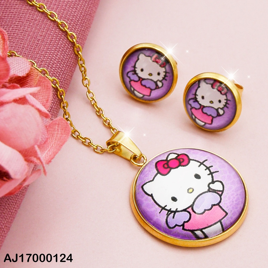 JUEGO REDONDO HELLO KITTY FONDO MORADO