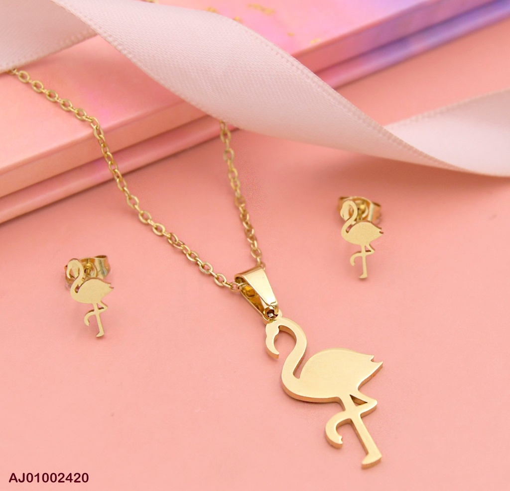 JUEGO SILUETA FLAMINGO DORADO LISO BR.