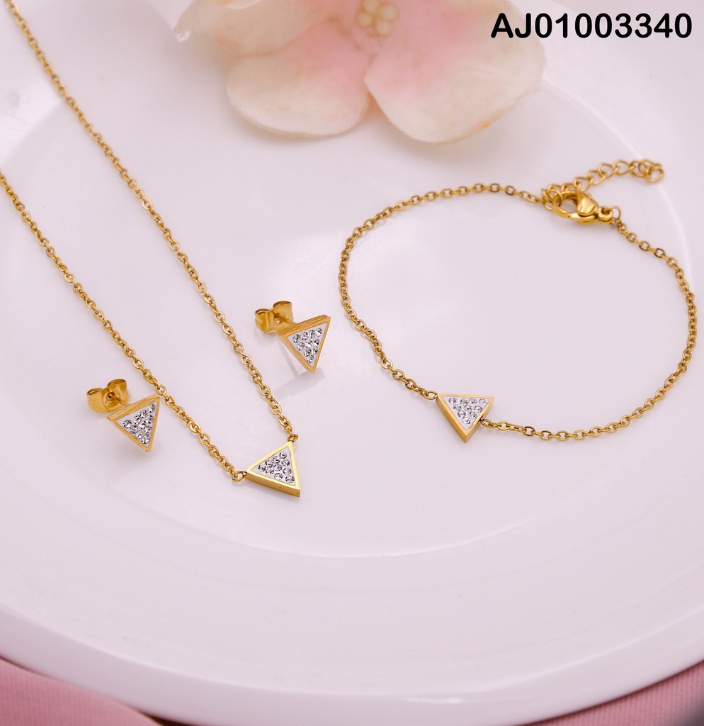 JUEGO TRIANGULO DE ZIRCONIAS C/PULSERA